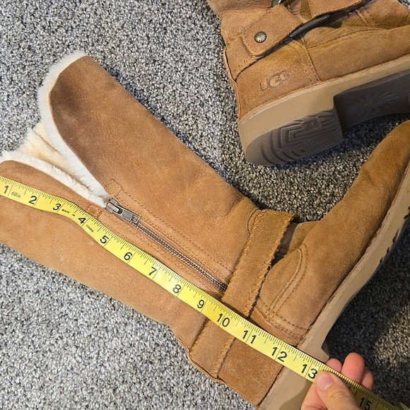 Ugg Australia Women Brown Suede Tall Boots Riding Sheepskin Shoes Sz 8 - Picture 8 of 13